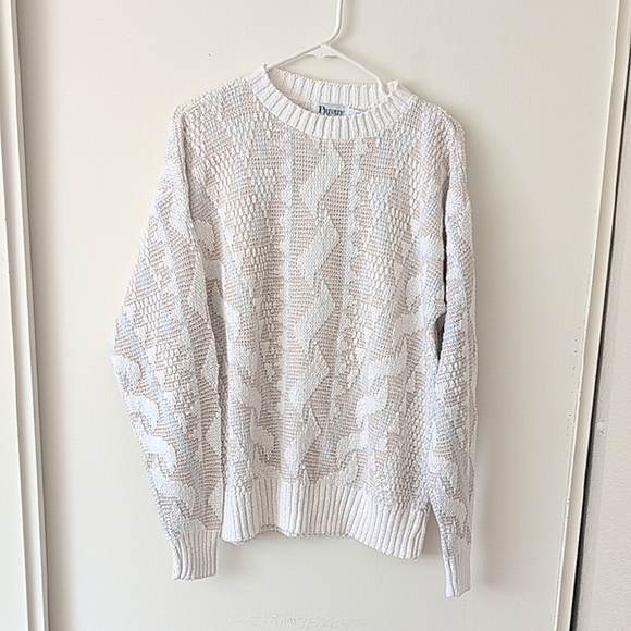 Private Club Other - Vintage Mens Womens Medium Sweater Beige Cotton Coastal Beachy Cottage Nautical